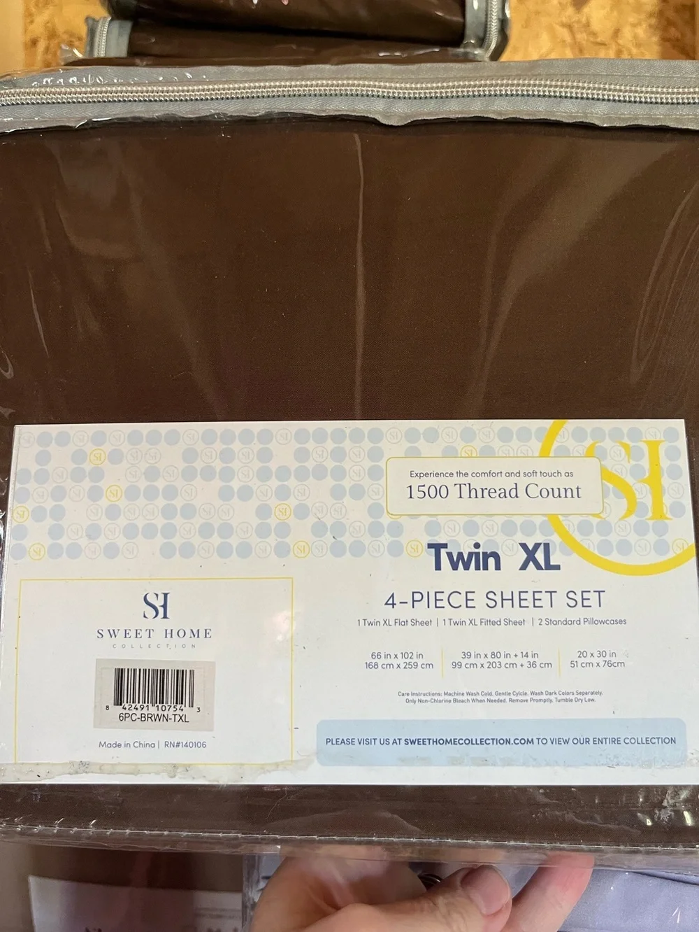 Sweet Home Twin XL 3PC Sheet Set in Brown